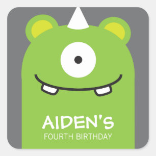 Green Monster Birthday Sticker