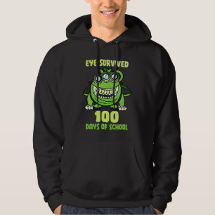 Green  Monster Eye Survived 100 Days Of School Par Hoodie