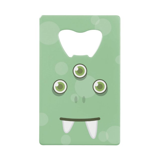 Green Monster Face Credit Card Bottle Opener (Front)