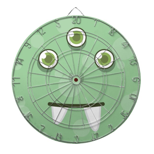 Green Monster Face Dart Board (Front)