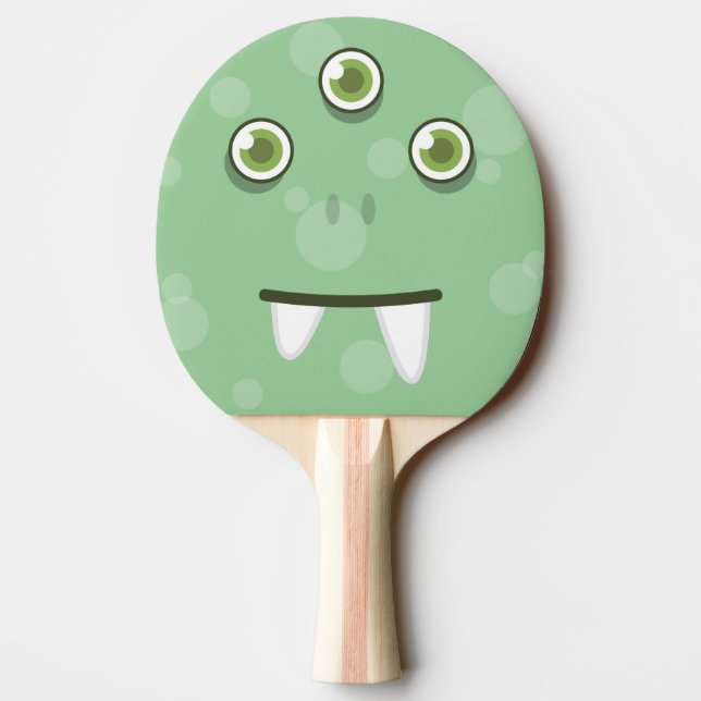 Green Monster Face Ping Pong Paddle (Back)