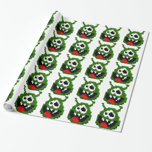 Green Monster - Pixel Art Wrapping Paper