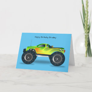 Green Monster Truck Birthday Card