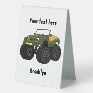 Green monster truck cartoon illustration