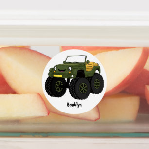 Green monster truck cartoon illustration