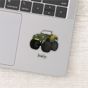 Green monster truck cartoon illustration