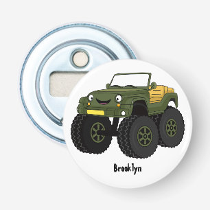 Green monster truck cartoon illustration  bottle opener