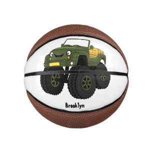 Green monster truck cartoon illustration mini basketball