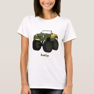 Green monster truck cartoon illustration T-Shirt