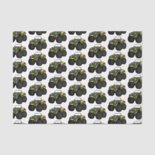 Green monster truck cartoon illustration tissue paper
