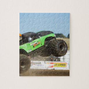 Green Monster Truck In Action Jigsaw Puzzle
