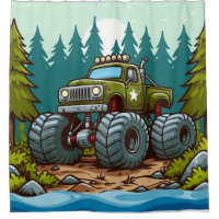 Green Monster Truck in the forest