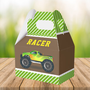 Green Monster Truck Kids Birthday Party Favour Box