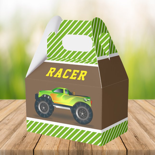 Green Monster Truck Kids Birthday Party Favour Box (Creator Uploaded)