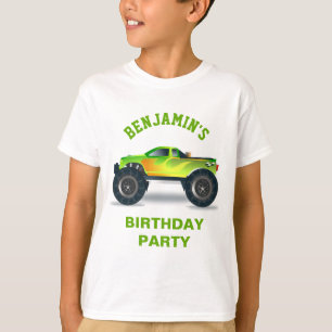 Green Monster Truck Kids Birthday Party T-Shirt