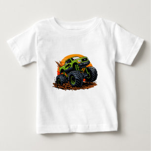 Green Monster Truck Off-Road Racing Illustration Baby T-Shirt
