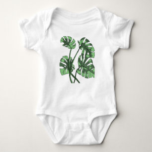 Green Monstera Leaf Baby Bodysuit