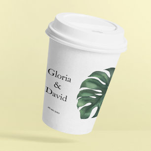 Green Monstera Leaf  Paper Cups