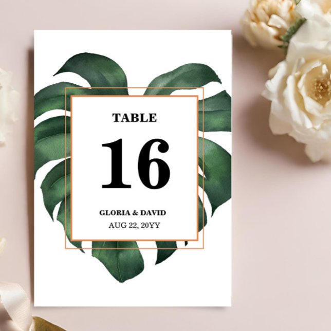 Green Monstera Leaf  Wedding Table Number (Creator Uploaded)