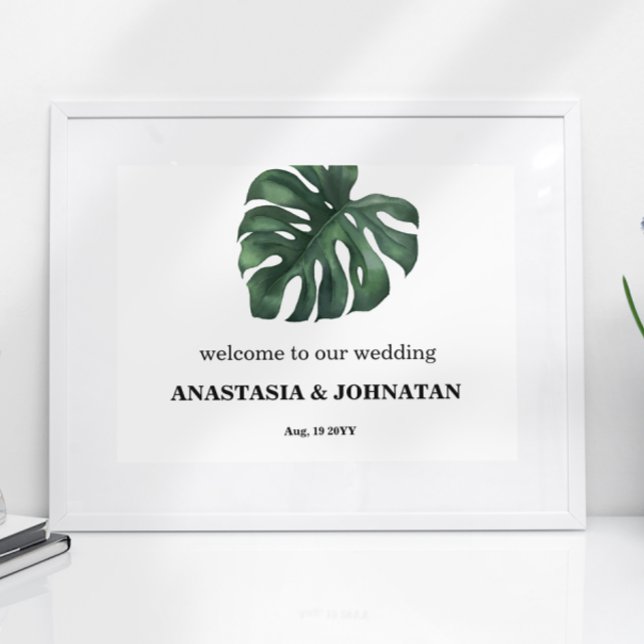 Green Monstera Leaf Wedding Welcome  Poster (Creator Uploaded)