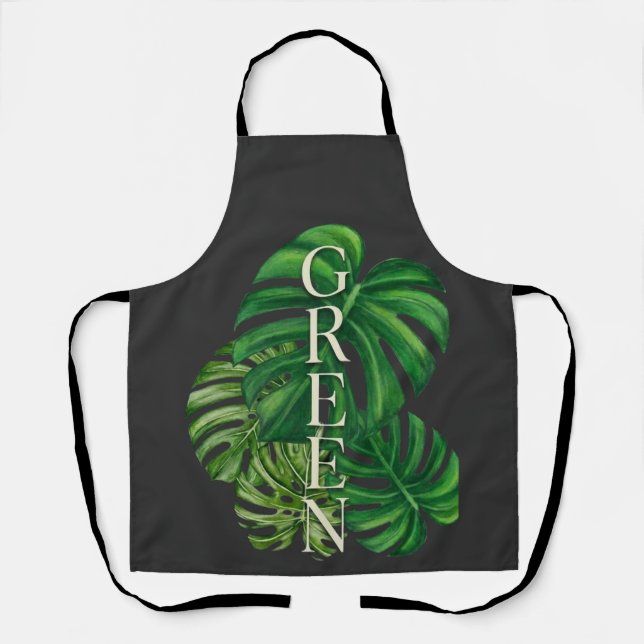 Green Monstera Leaves Apron (Front)