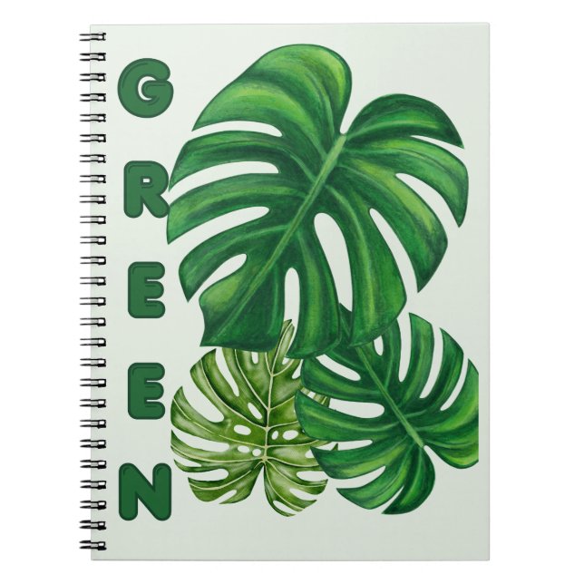 Green Monstera Leaves Notebook (Front)