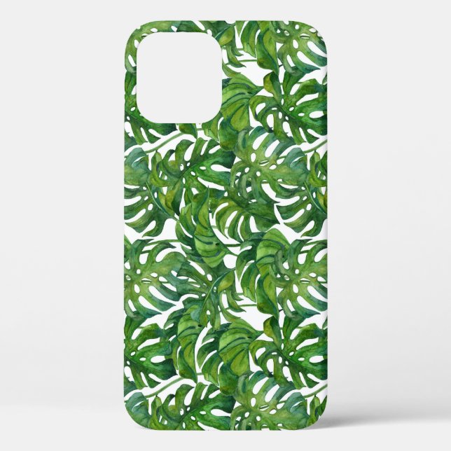 Green Monstera Leaves Tropical Seamless Case-Mate iPhone Case (Back)