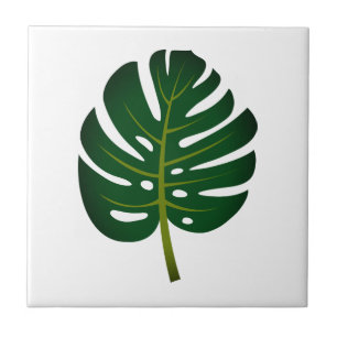 Green Monstera palm leaf custom Ceramic Tile