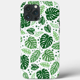 Green Monstera Pattern iPhone 13 Pro Max Case