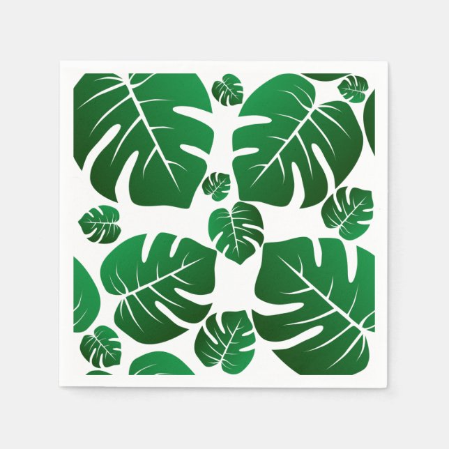 Green Monstera Plant Leaves Napkin (Front)
