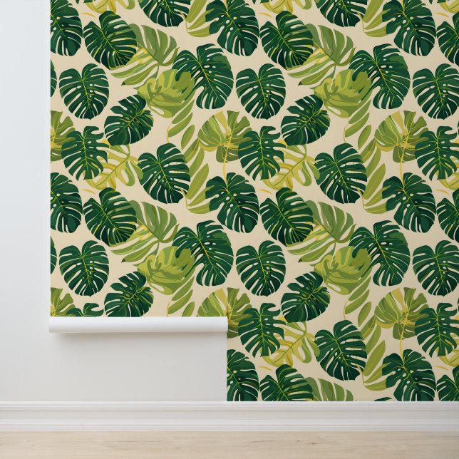 Green Monstera Summer Tropical Wallpaper (Application)