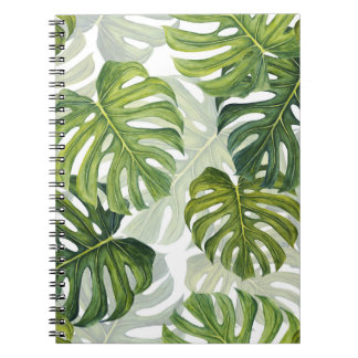 Green Monstera Tropical Watercolor Notebook
