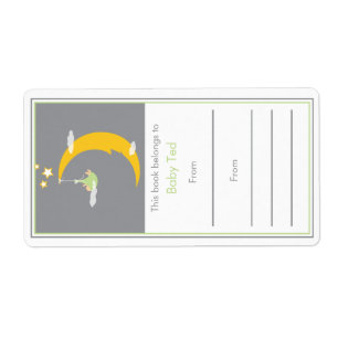 Green Moon and Stars Bookplate