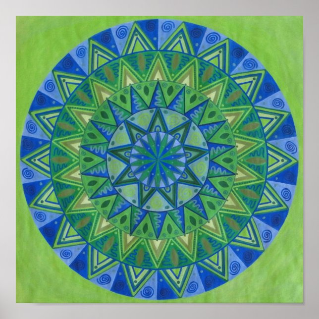 Green Moon Mandala Poster (Front)