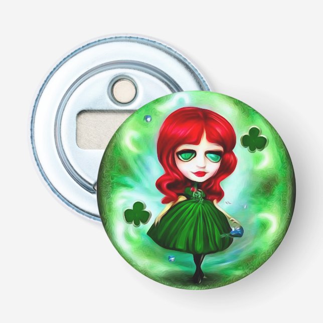 Green Moon St. Patrick’s Day Girl Bottle Opener (Front)