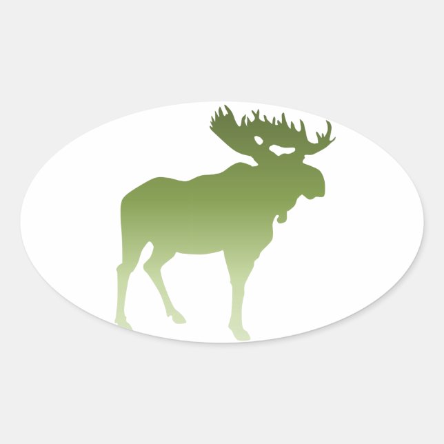 Green Moose Oval Sticker (Front)