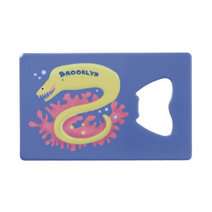 Green moray eel funny cartoon illustration