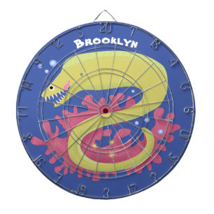 Green moray eel funny cartoon illustration dartboard