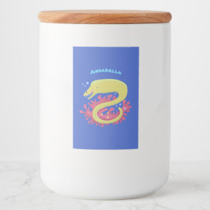 Green moray eel funny cartoon illustration food label