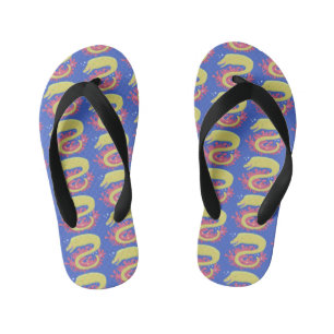 Green moray eel funny cartoon illustration kid's thongs