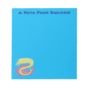 Green moray eel funny cartoon illustration notepad