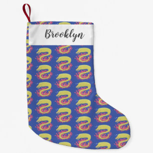 Green moray eel funny cartoon illustration small christmas stocking