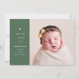 Green More Love, More Joy   Holiday Birth Announce Card