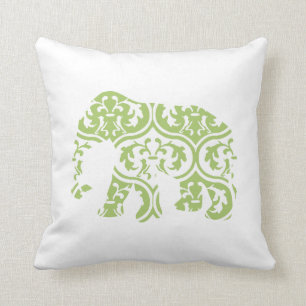 Green Moroccan Leaves Elephant Cushion