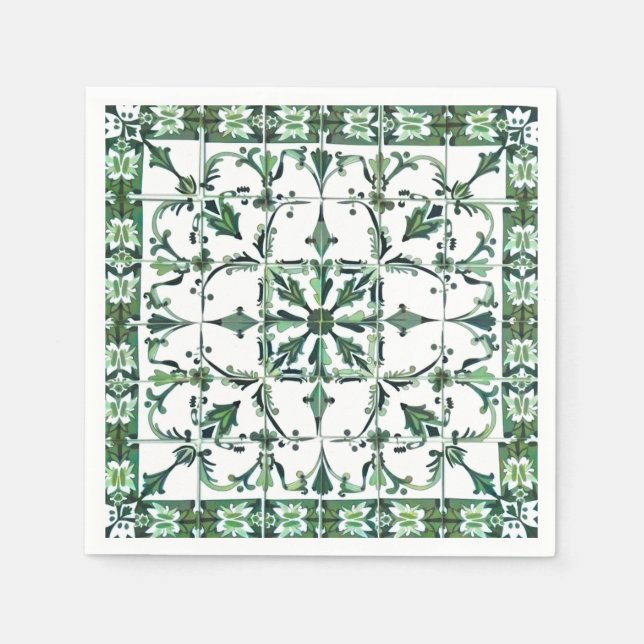 Green,Moroccan,mosaic, Napkin (Front)