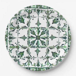 Green,Moroccan,mosaic, Paper Plate