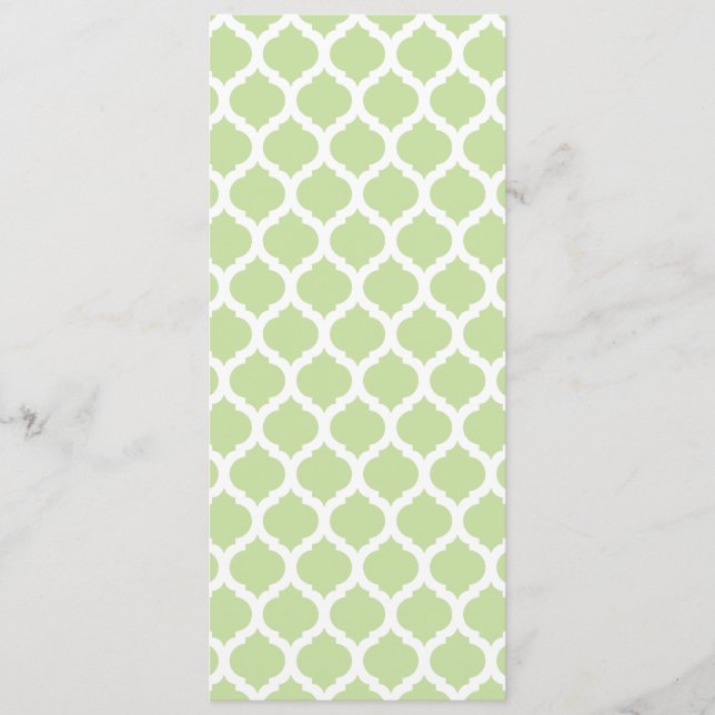 Green Moroccan Pattern Wedding Menus (Front)