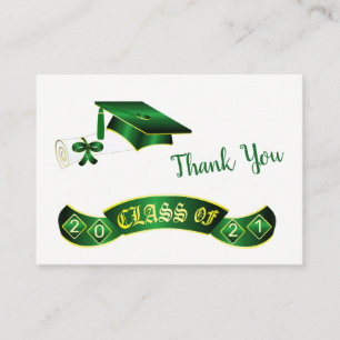 Green Mortar, diploma Graduation Thank you Business Card