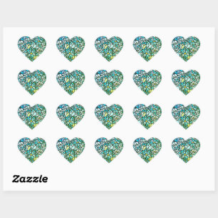 Green Mosaic Floral Heart Sticker