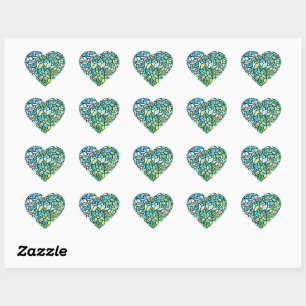 Green Mosaic Floral Heart Sticker